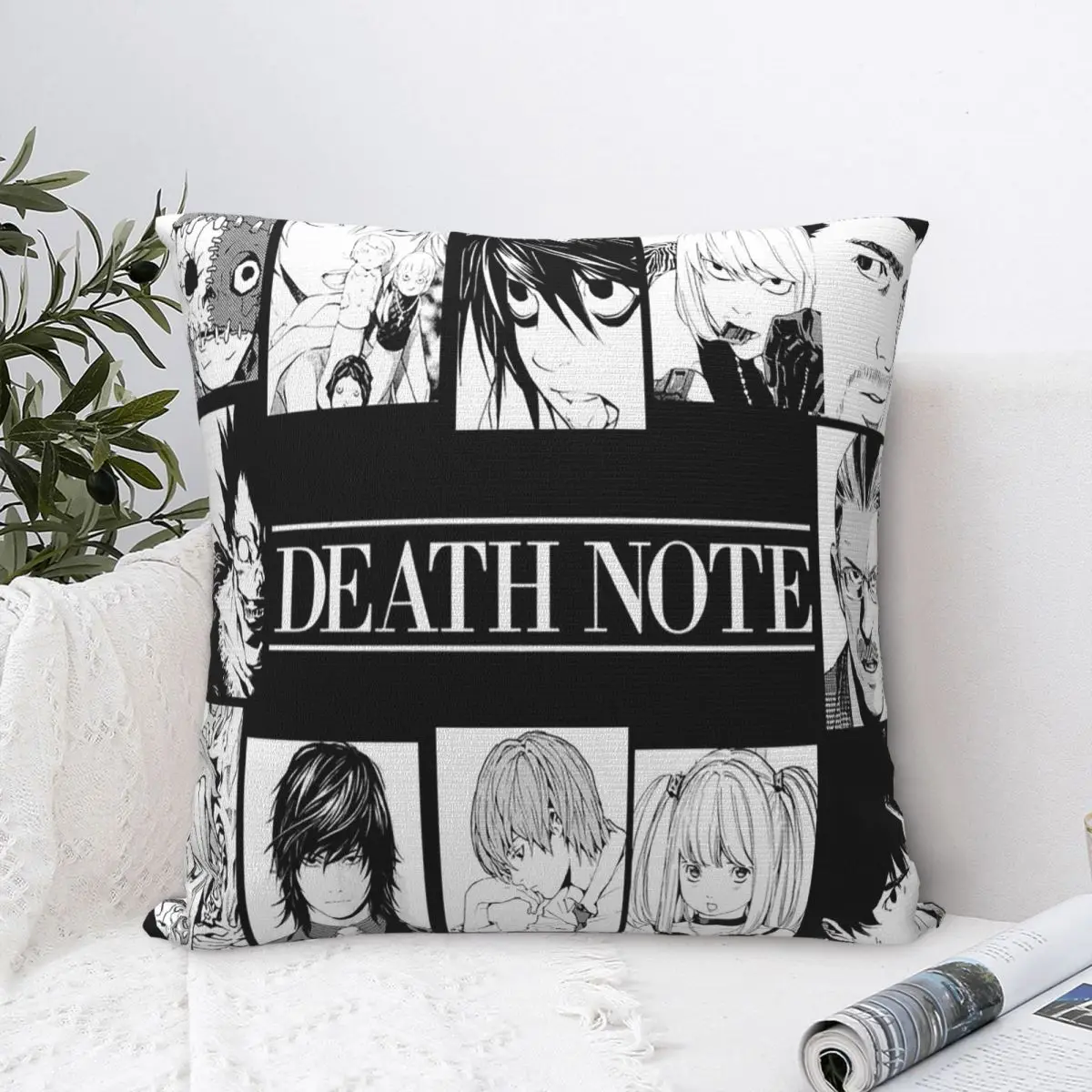 Death Note Manga Collage Pillow Cases Anime Lawliet Light Cushion Covers Awesome Zipper Decor Pillowcover for Sofa 45x45cm