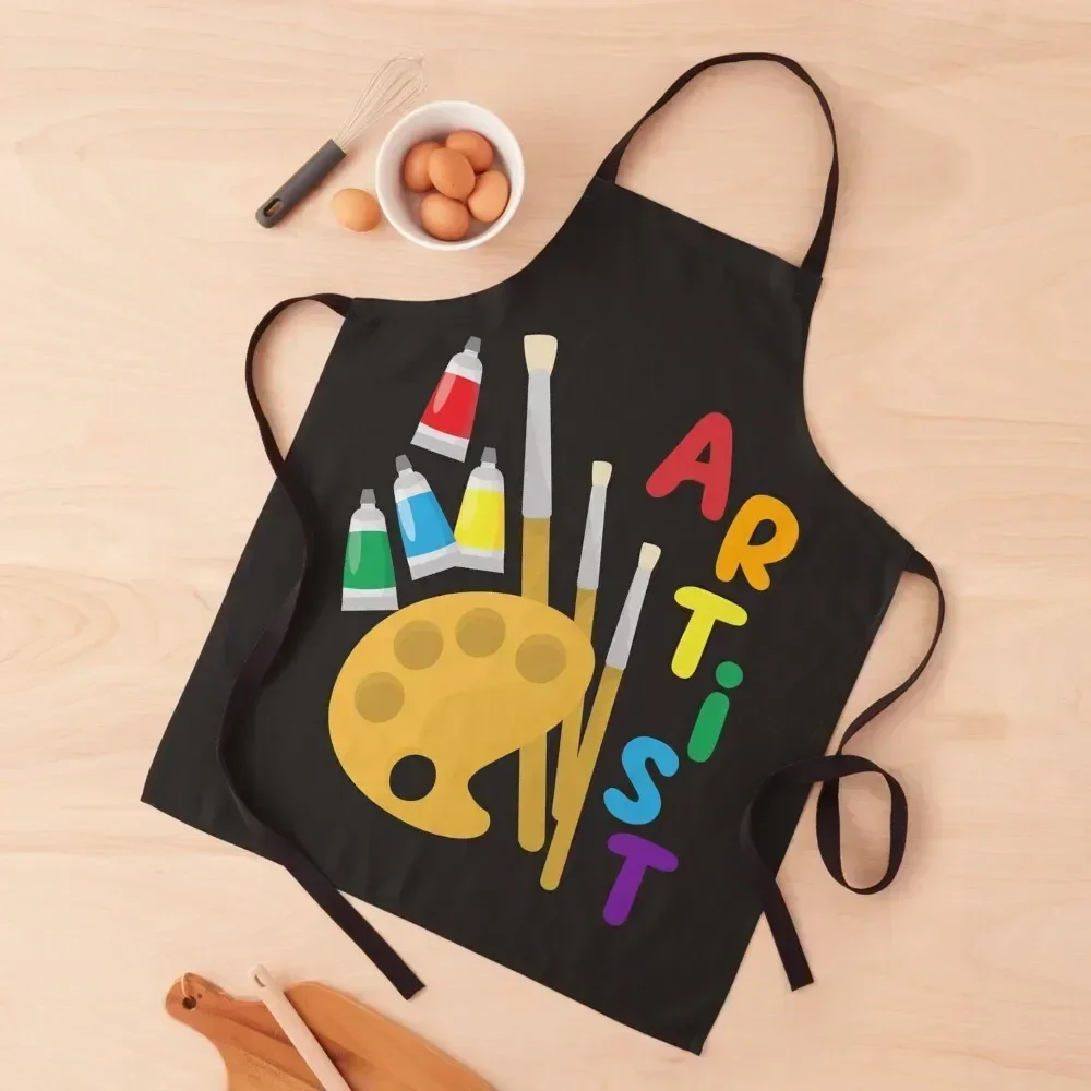 

Artist Pallete Paint Brush Apron For Man Haircut men's barbecue Kitchens Woman Novelties Kitchen And Home Apron