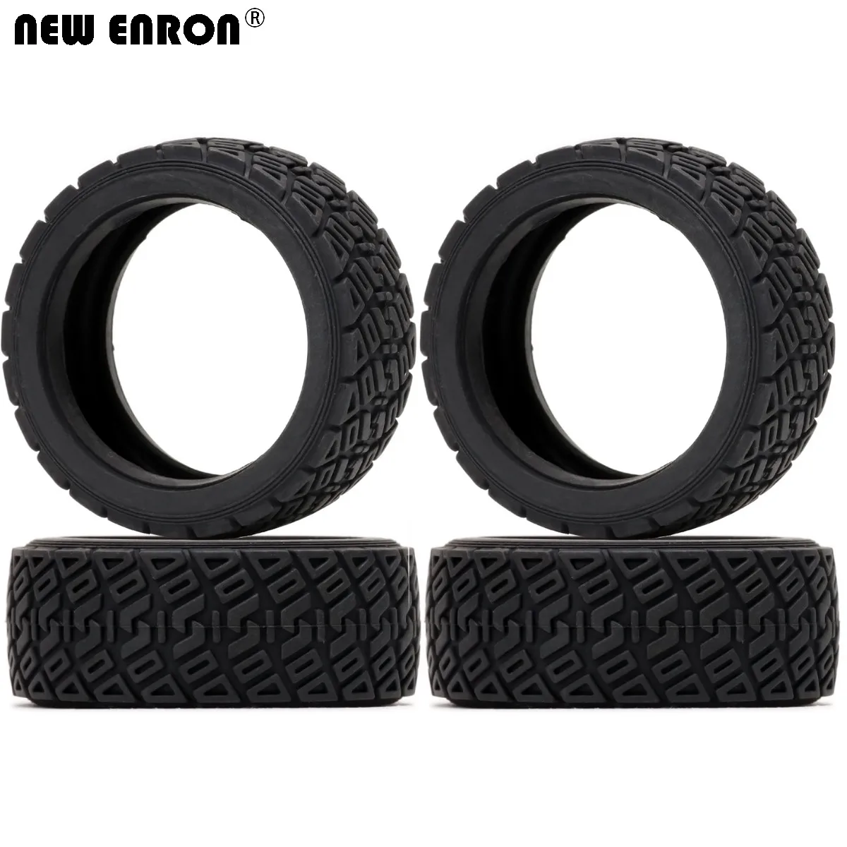 NEW ENRON Black On Road Rally 66MM Racing Tires For RC 1/10 Kyosho HSP 94123 Tamiya TT02