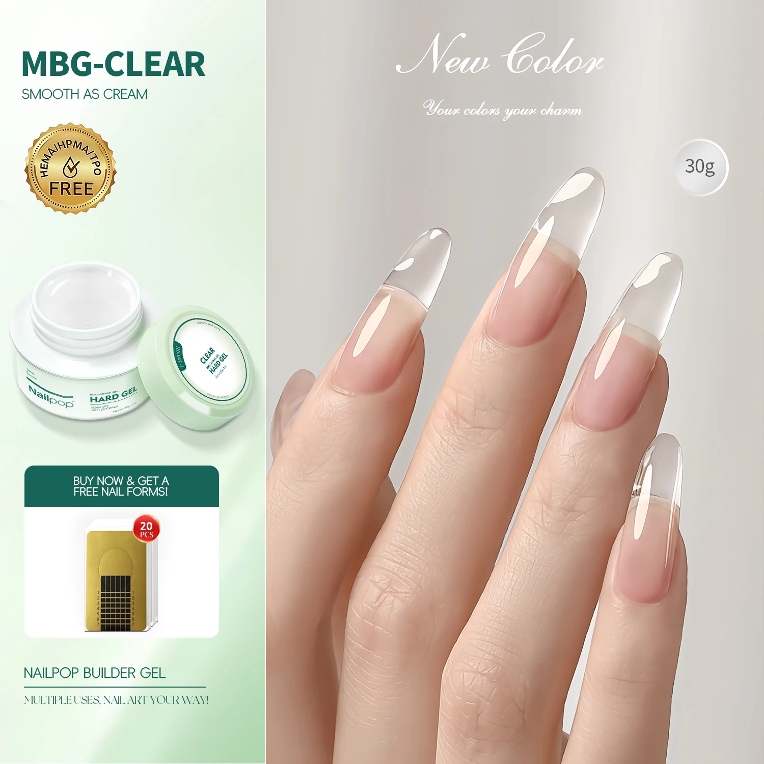 Nailpop Builder Gel HEMA/TPO-frei, UV-härtendes, milchiges, glattes Hartgel für schnelle Nagelverlängerungen, langanhaltend, ablösbar, DIY-Maniküre, 30/100g – Detail 9