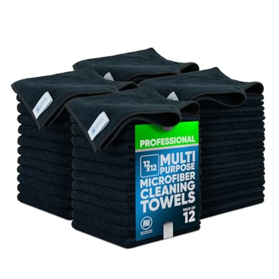 

Cleaning Cloths 48 Pack Size 12" x 12" All Purpose Microfiber Towels - Clean Dust Polish Scrub Absorbent
