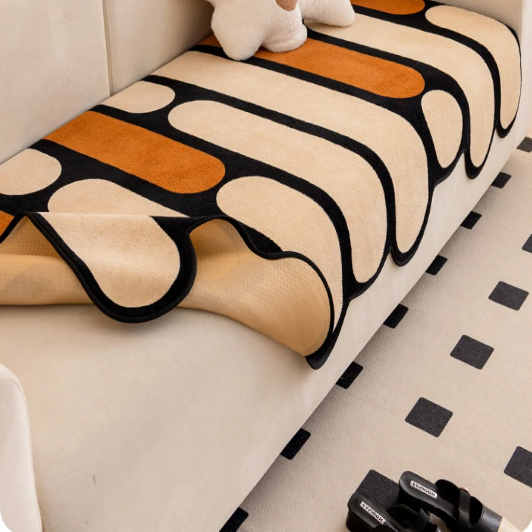Cute Cartoon Anti Slip Sofa Mat Minimalist Modern Design All Seasons Seat Cushion Cover Dopamine Couch Slipcover Home Decor