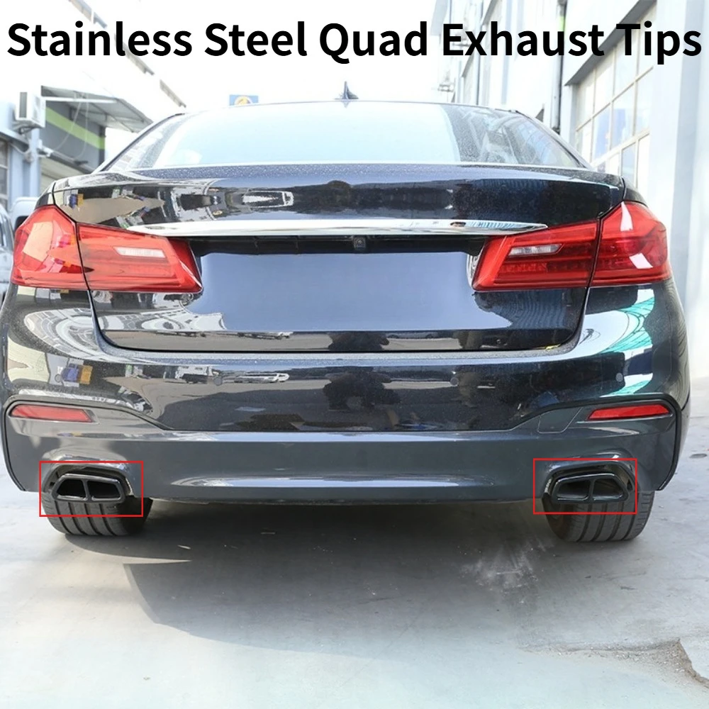 

For BMW 5 Series G30 2018-2022 Quad Exhaust Tip Cover Stainless Steel M Sport Style Rear Bumper Exterior Decoration Accessorie