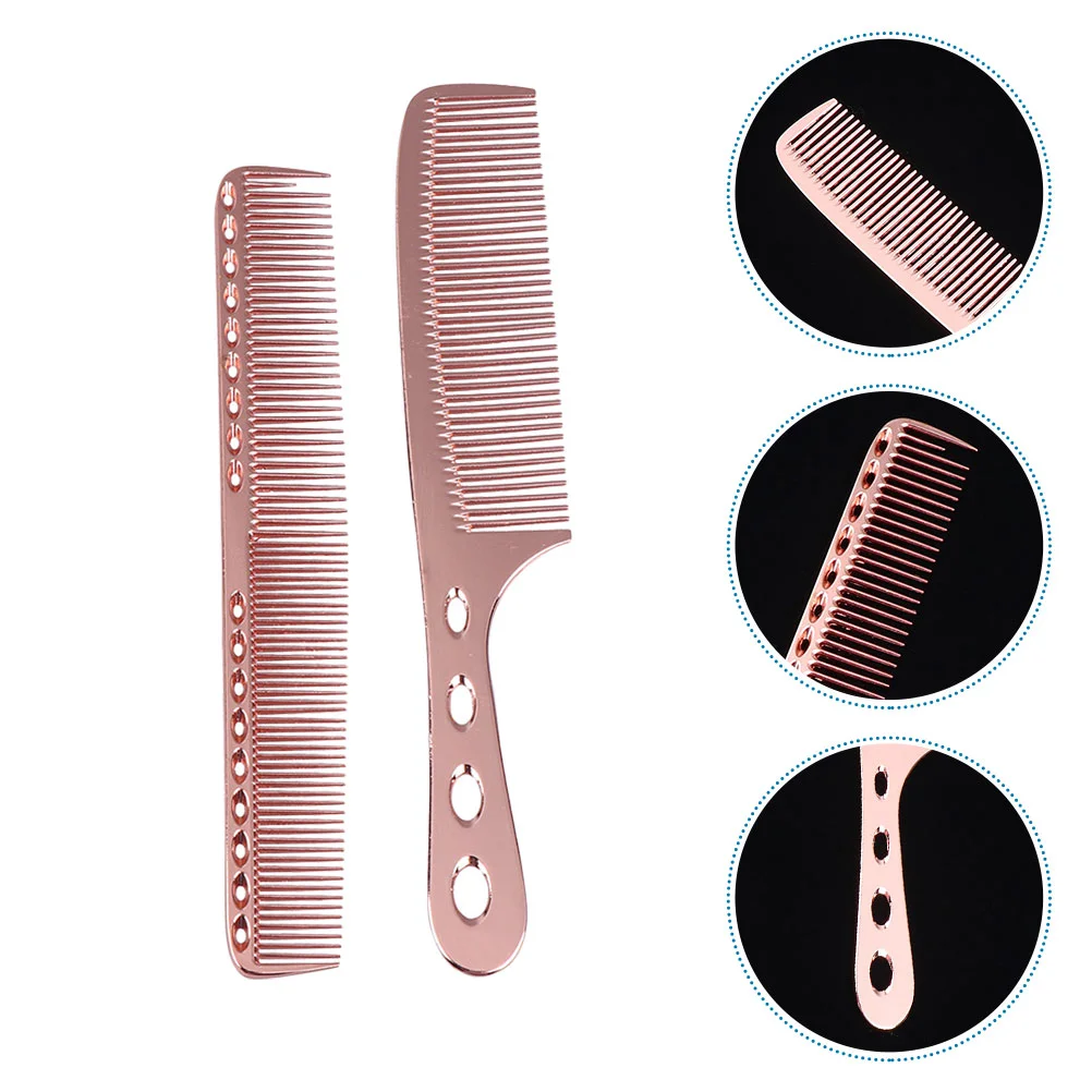 2 Pcs Anti static Aluminum Hairdressing Combs Smooth Barber Combs Scalp Massage Accelerate Blood Circulation Hair