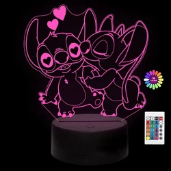 Disney Stitch 3D Night Light Cartoon Stitch USB Touch Desk Lamp telecomando decorazione della stanza luce notturna regali di natale