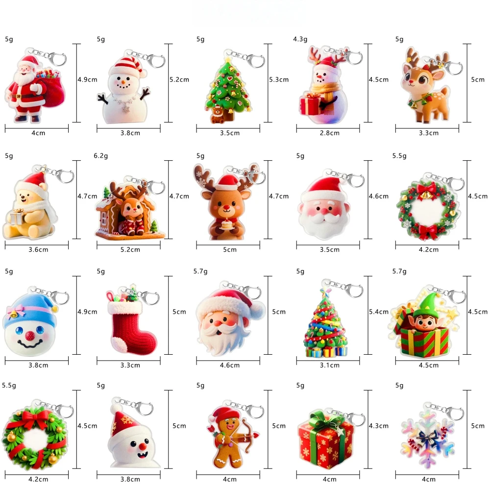 12/24/36 قطعة الاكريليك سانتا ثلج الغزلان موضوع المفاتيح قلادة لعيد الميلاد السنة الجديدة كرنفال حفلة هدية شنطة هدايا بيناتا حشو #3
