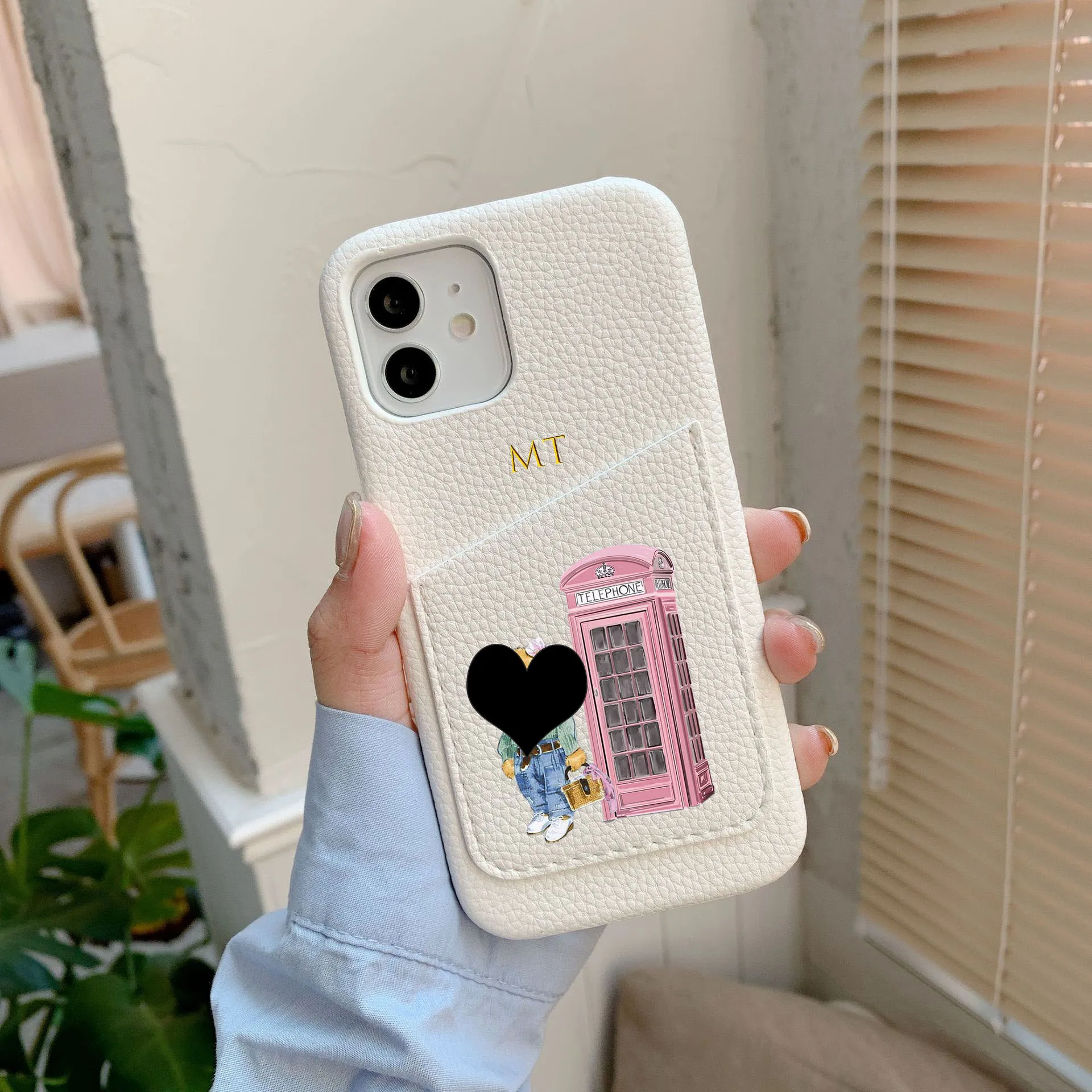 

Personalised Customized Name Leather Case For iPhone 16pro max 16plus 15 14 13 12 11 Pro Max Initials Letters Engraved Cover