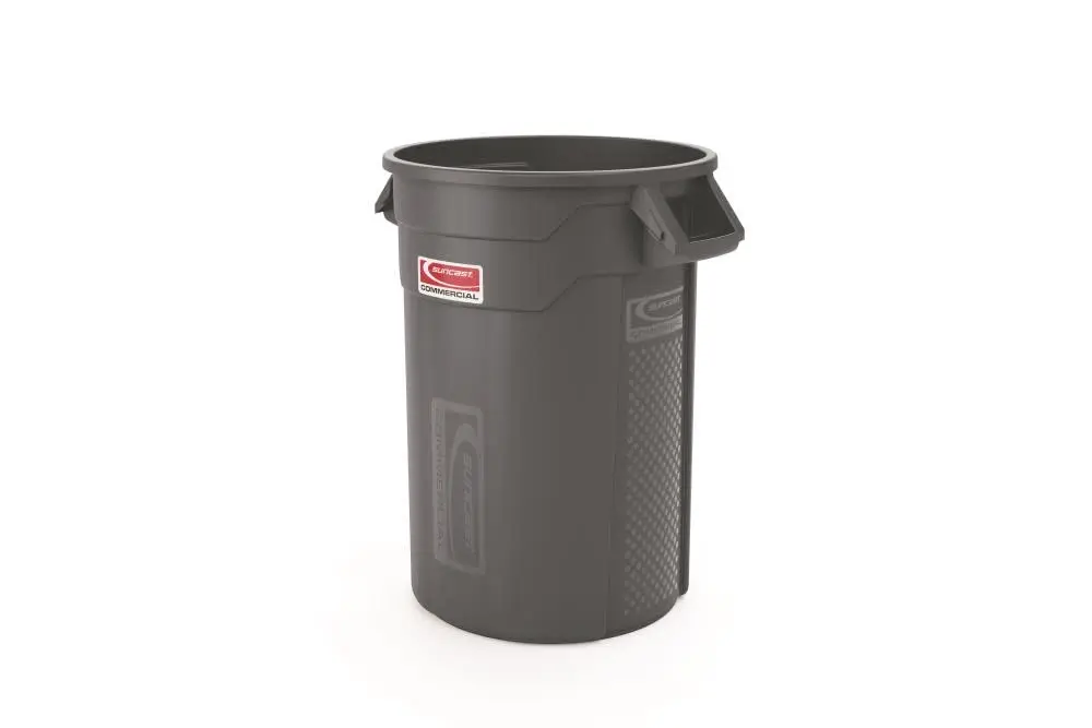 

Commercial Products 32 Gallon Trash Can with Vented Channels, Ergonomic Handles, Rolled Upper Lip, Made in The USA, Gray