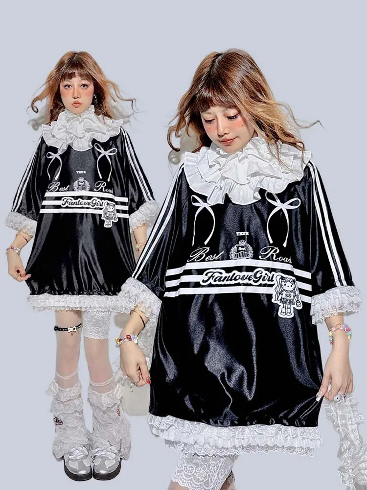 

Оригинальный дизайн, американская футболка с коротким рукавом, женская летняя футболка оверсайз, повседневная, с узлами, в стиле пэчворк, с вышивкой.