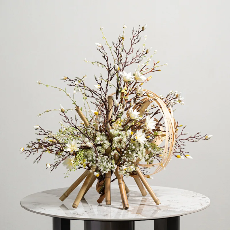 Simulation flower ornament ornament tea room dining table bamboo floral art