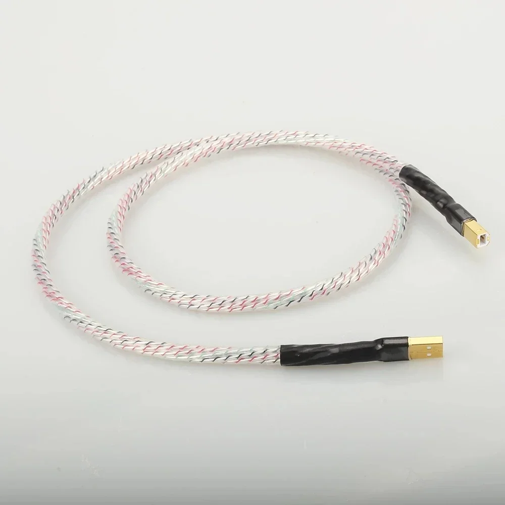 

Hifi Valhalla Top-rated Silver Plated + shield USB Cable High Quality Type A to Type B Hifi Data Cable For DAC