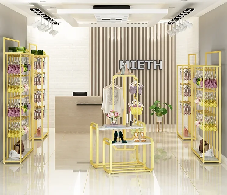 Shopping mall underwear shelf display shelf floor bra shelf hanging underwear pajamas high and low water table objects