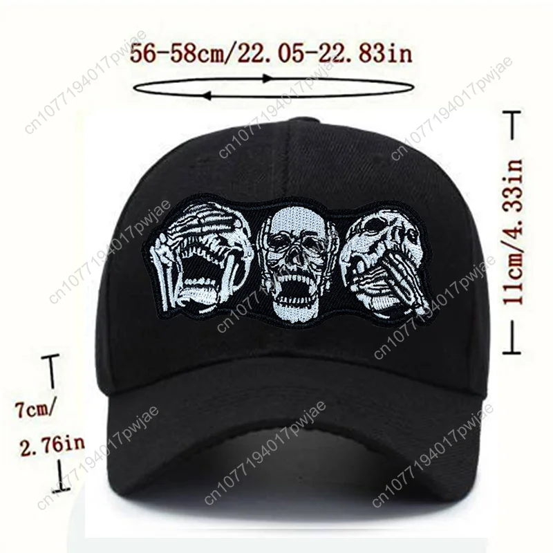Embroidery Skull Funny Expression Punk Rock Baseball Cap For Men And Women - Black Street Outdoor Sport Adjustable Baseballcap H - Image 2