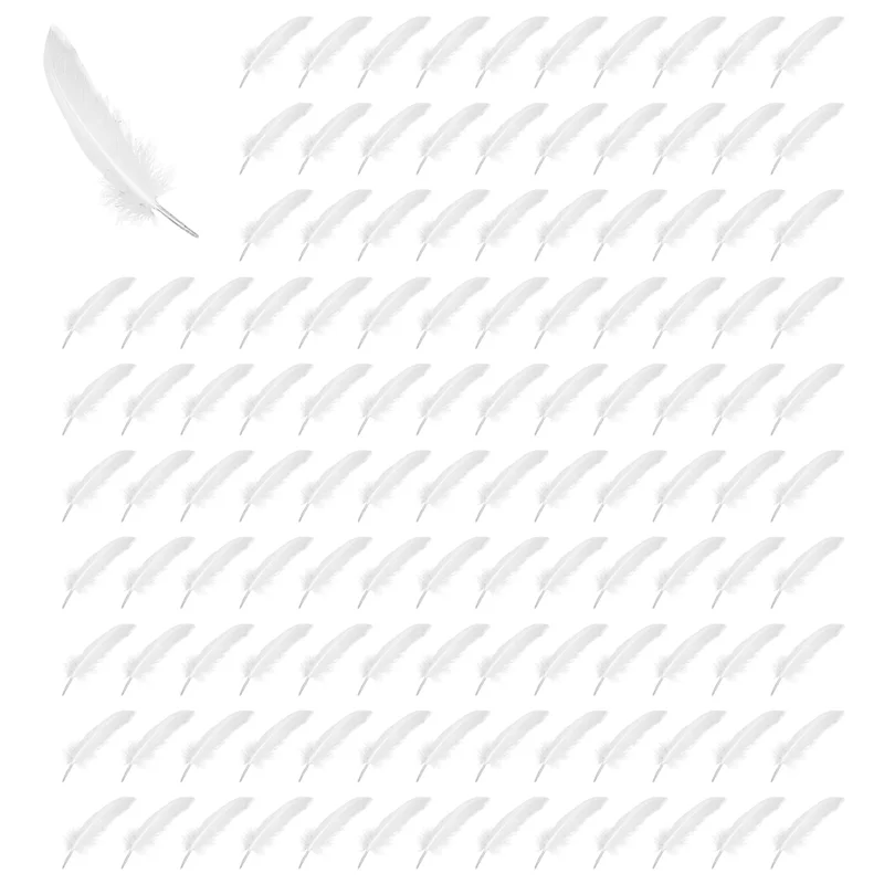 

ABRT-1000Pcs White Feathers Goose Craft For Party Hat Crafts Wedding Decoration 15-22Cm