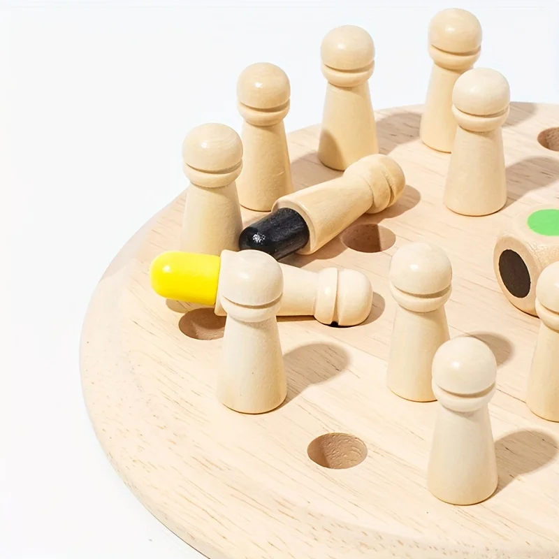 25개 어린이용 나무 색상 인지 기억 체스 장난감, 논리적 사고 집중력 훈련 인터랙티브 게임 장난감