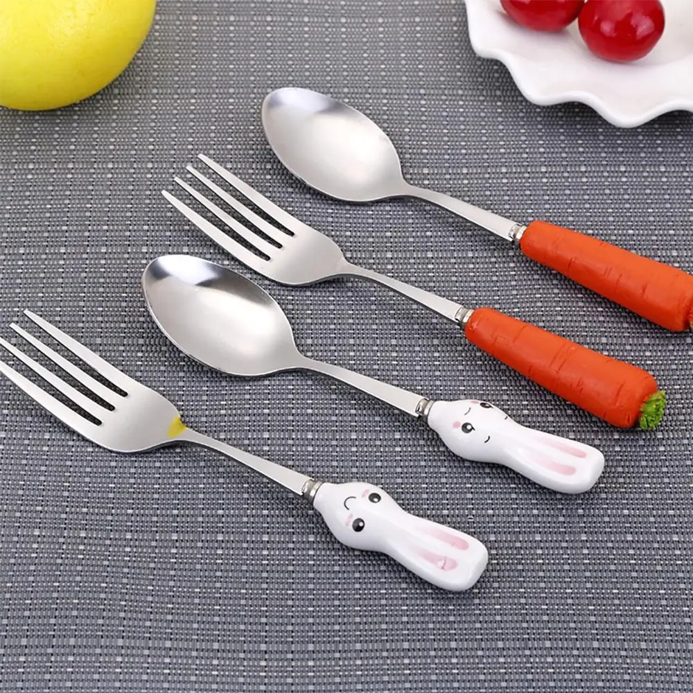 

Cute Cute Handle Carrot Rabbit Kids Baby Utensils Spoon Baby Tableware Feeding Utensils