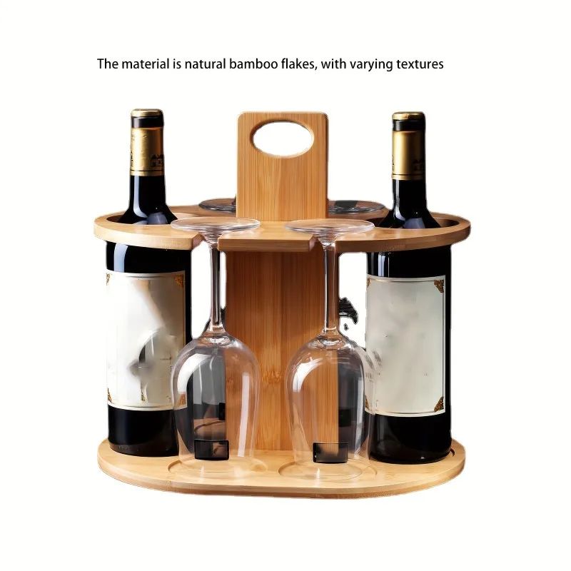 Outdoor Portable Wooden Red Wine Stand, Bamboo High Legged Cup Stand, Upside Down Cup Stand Hanging Wine Glass Stand