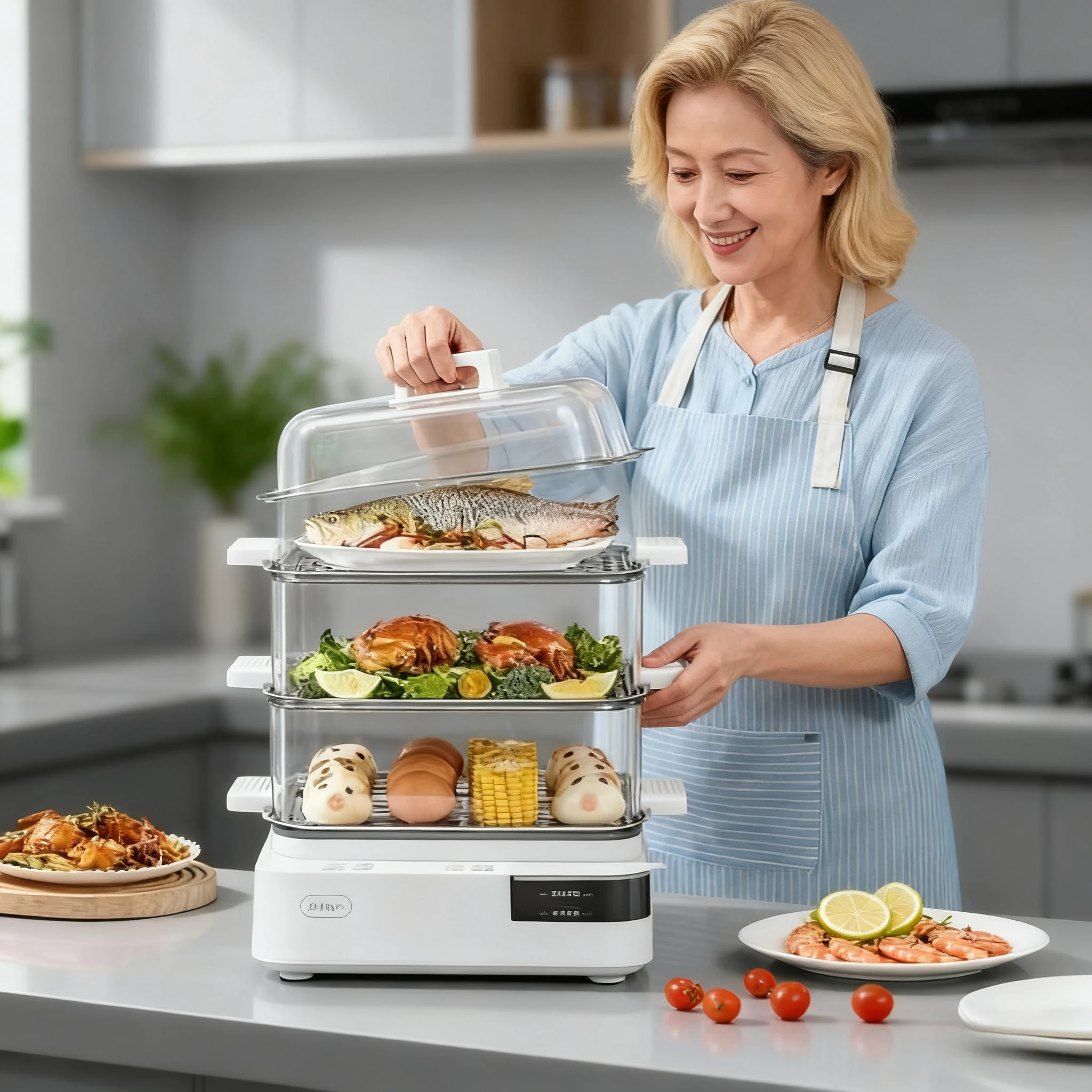 Electric Steamer – Multi-Functional 3-Tier Stainless Steel  Compact Design, Large Capacity, Perfect for Modern Households