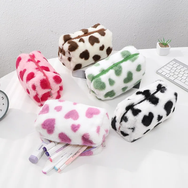 Fashion Small Cosmetic Bag Cute Plush Makeup Organizer Pouch Kawaii Pencil Case Bags Travel Coin Purse Household Storage