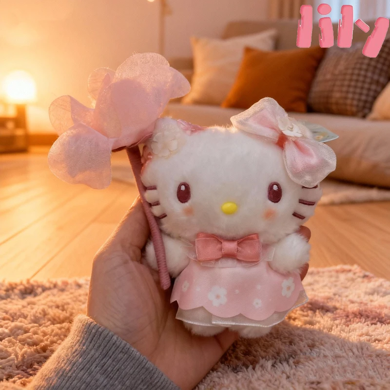 Plush Toy Limited Black Leather Kt Cat Pendant Uniform Kt Cat Backpack Hanging Decoration Keychain Pendant Cotton Filling Gift