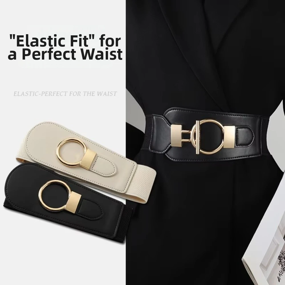 

Fashion All-in-one Elastic Waist Belt PU Leather Waist Wrap Waistband Sweater Belt No-punch Ladies Embellished Suit Coat