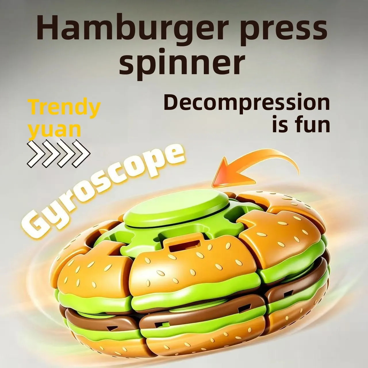Press The Gyro Ball Decompression Toy  The New and Strange Fingertip Gyro Tide Play Cross-border Burger Spinning Ball