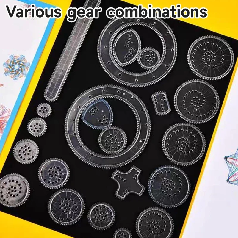 10-33 pezzi Geometria Spirograph Disegno Stencil Set Scratch Arcobaleno Carte Classic Gear Spirograph Disegno Set Strumento artistico Giocattoli per bambini