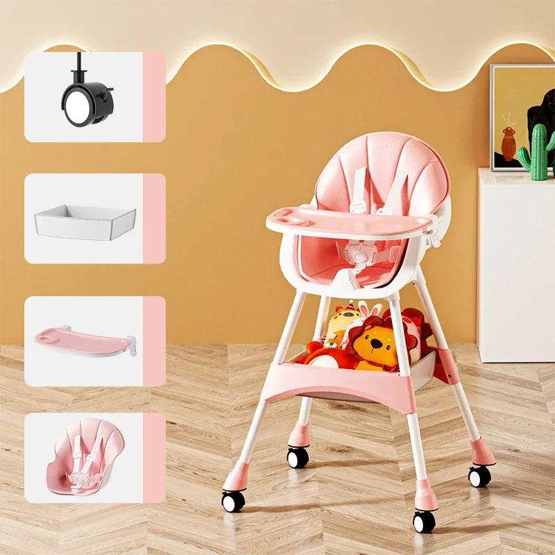 Baby High Chair 6 Months Plus, 2-in-1 with Footrest, Detachable Double Tray, Easy to Clean Feeding