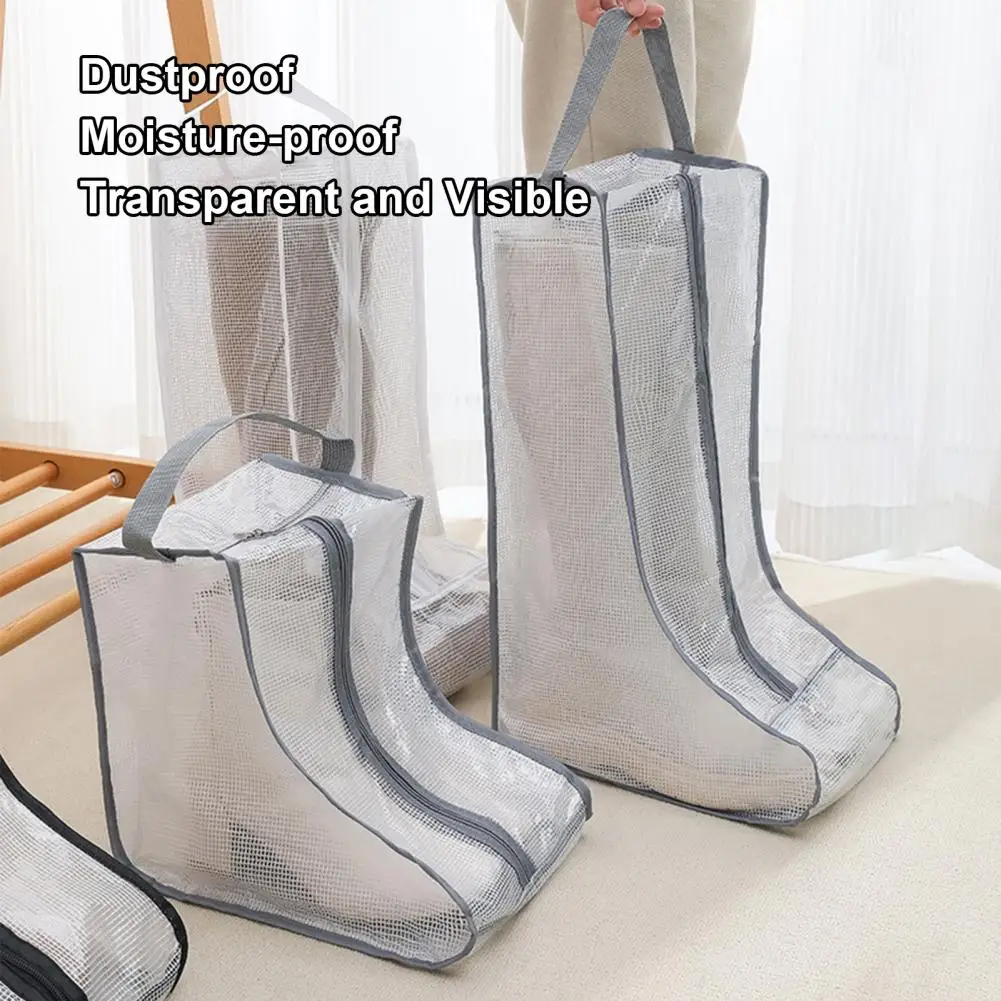1Pc 28/50cm Boot Organizer Dust-proof Waterproof Space-saving Visible Handle Design Shoe Storage Pouch Bags Household Supply