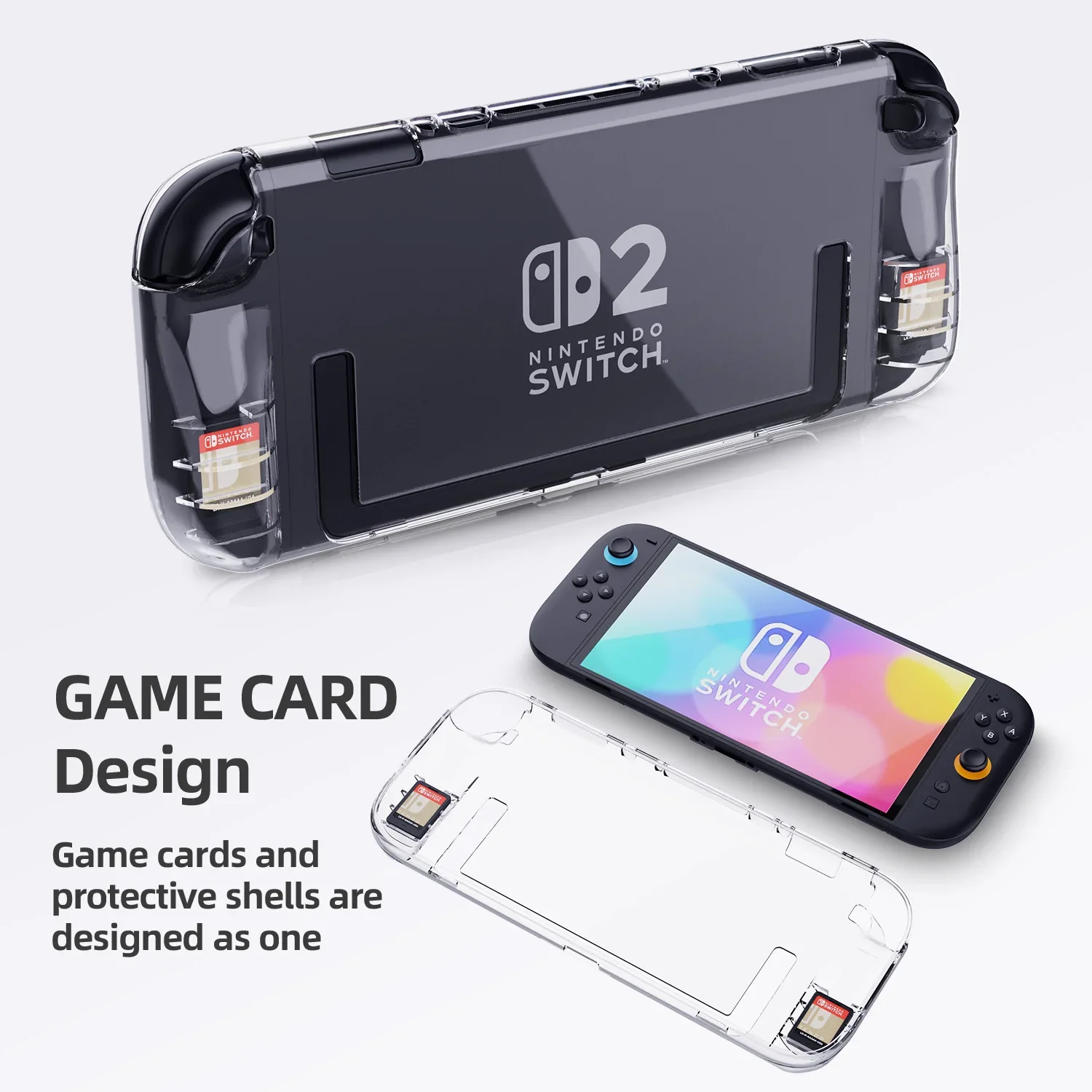 Soft Case Protective Shell Clear TPU Cover For Switch 2 (2025) with Ergonomic Design and Comfort Grip Shockproof Game Card Slots