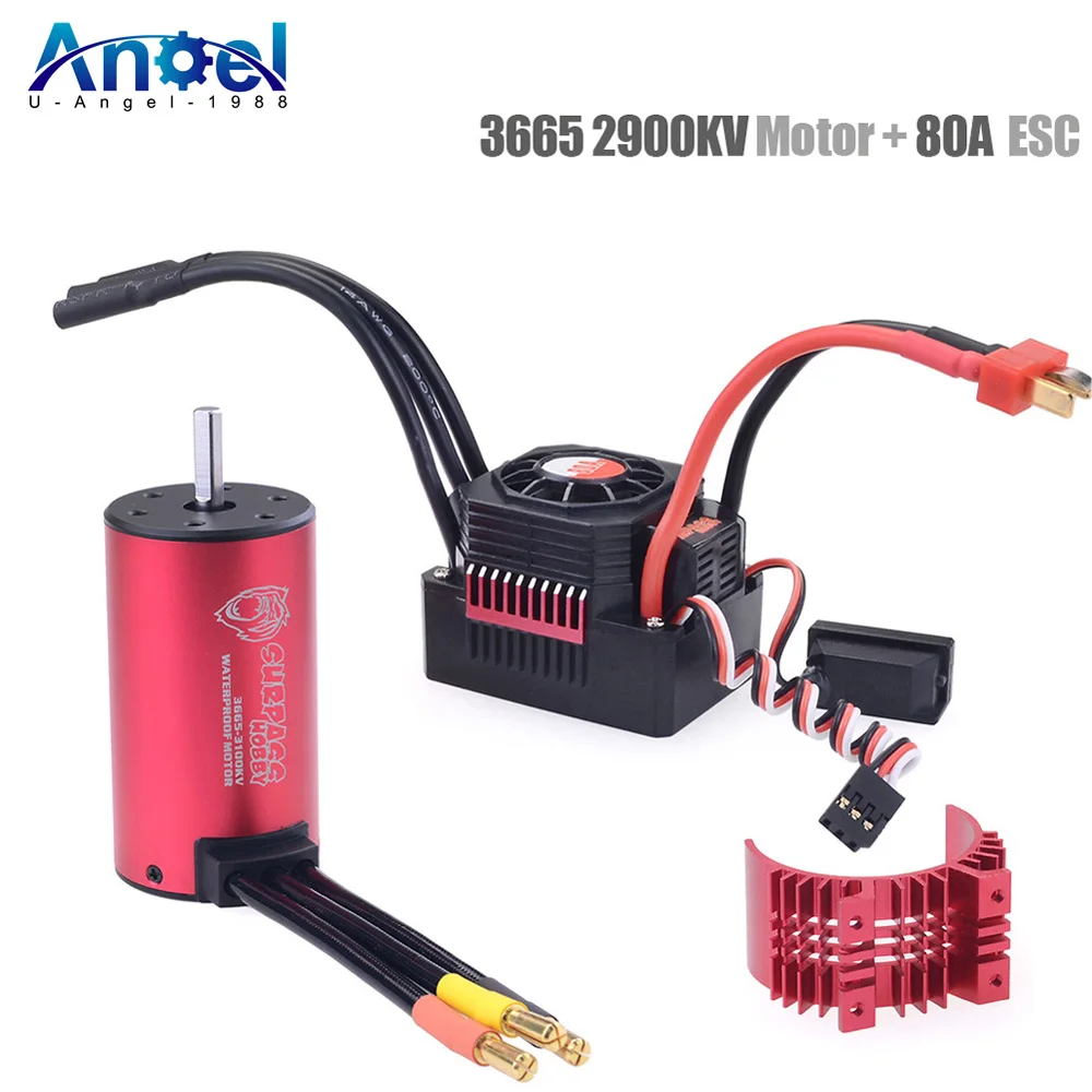 

SURPASS HOBBY KK Waterproof Combo w/Heat Sink 80A ESC 3665 2900KV Brushless Motor for RC 1/10 Car