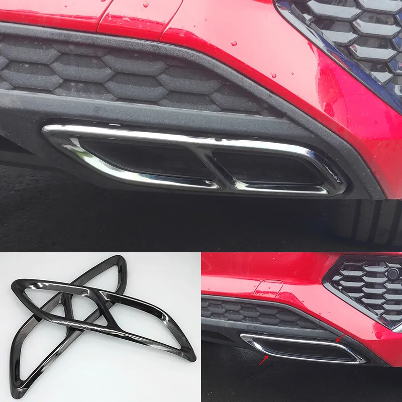 

2Pcs/Sets Glossy Black Stainless Rear Dual Pipe Exhaust Outputs Mufflers Cover For Audi A3 8Y S Line Sportback Sedan 2021-2023