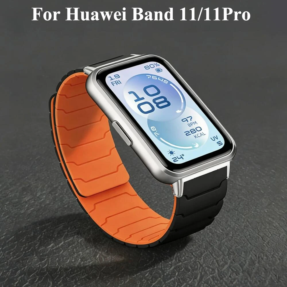 Magnetisches Silikonarmband für Huawei Band 11/11Pro Sports, komfortables Ersatzarmband für Huawei Band 11 Zubehör Correa