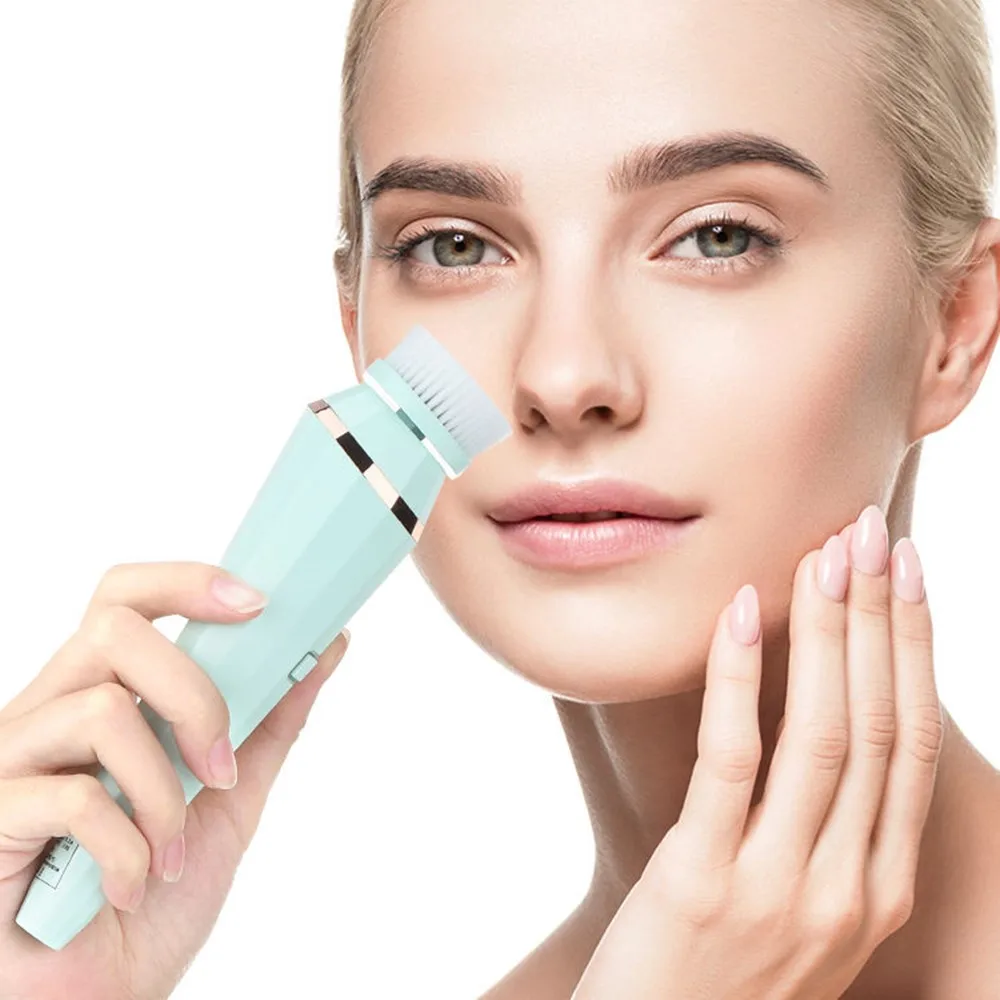 

New 4 in 1 Electric Vibration Facial Brush Silicone Pore Cleansing Beauty Brush