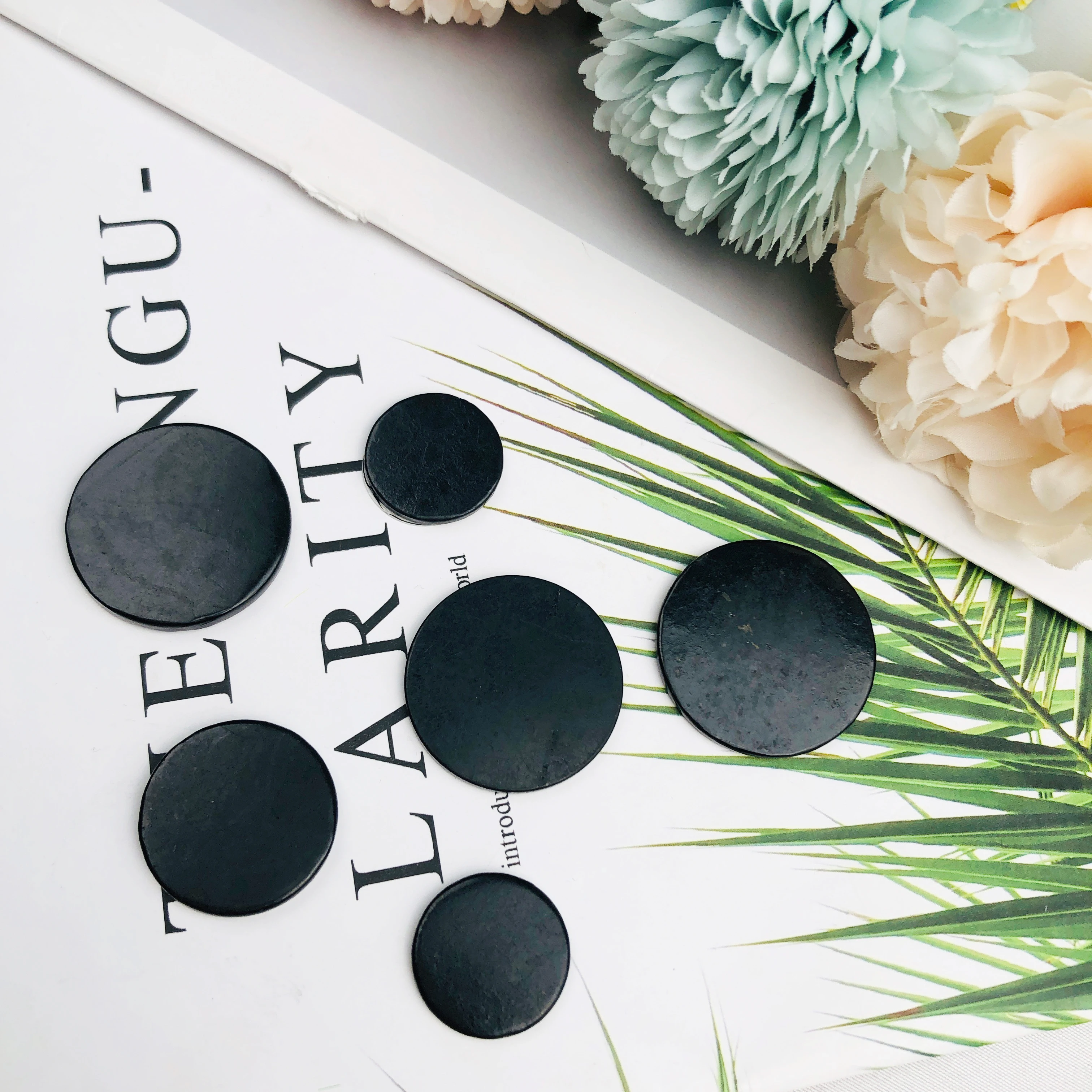 Round Shungite Phone Sticker - Natural Black Shungite Disc Wellness 20/25/30mm