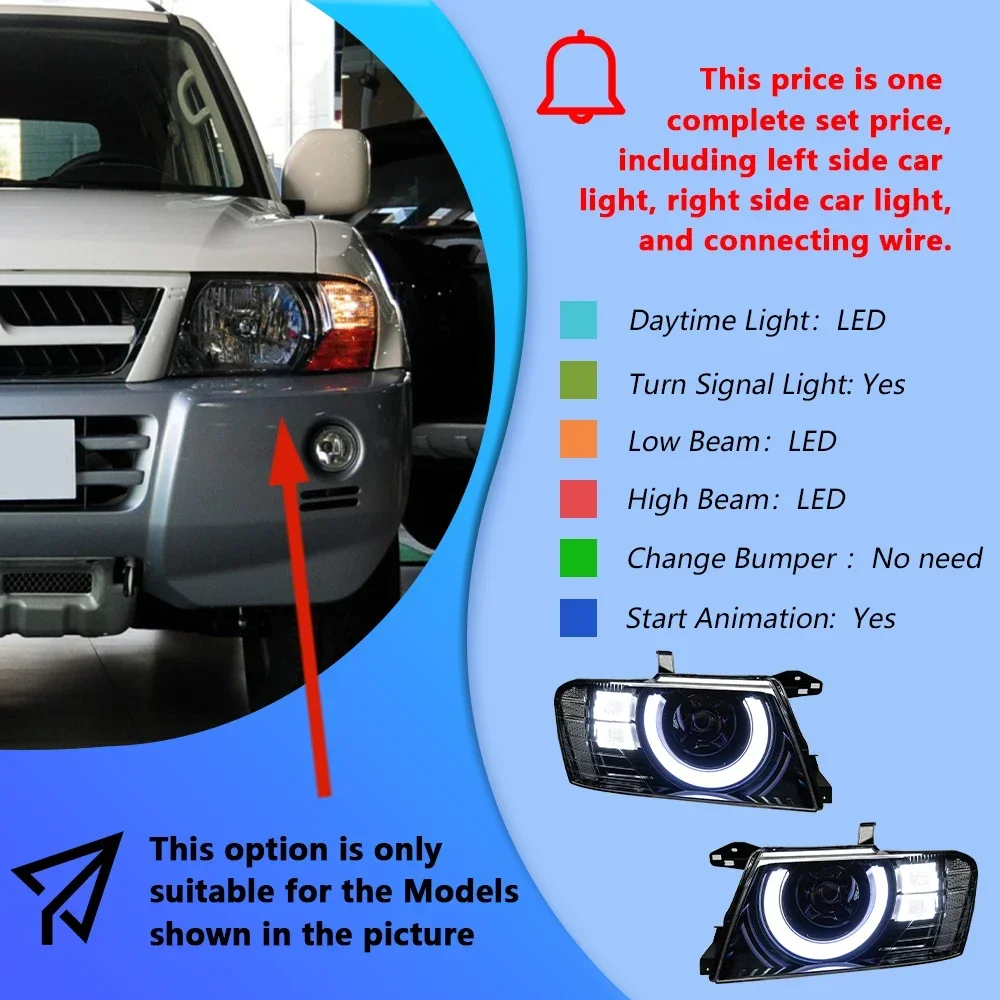 三菱パジェロ V73 2004-2014 LED オートヘッドライトアセンブリ