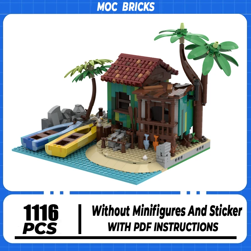 Pirates Model Moc Building Blocks The Fishing Camp Pirates Century Technical Bricks DIY Assembly Construction Toy Holiday Gift