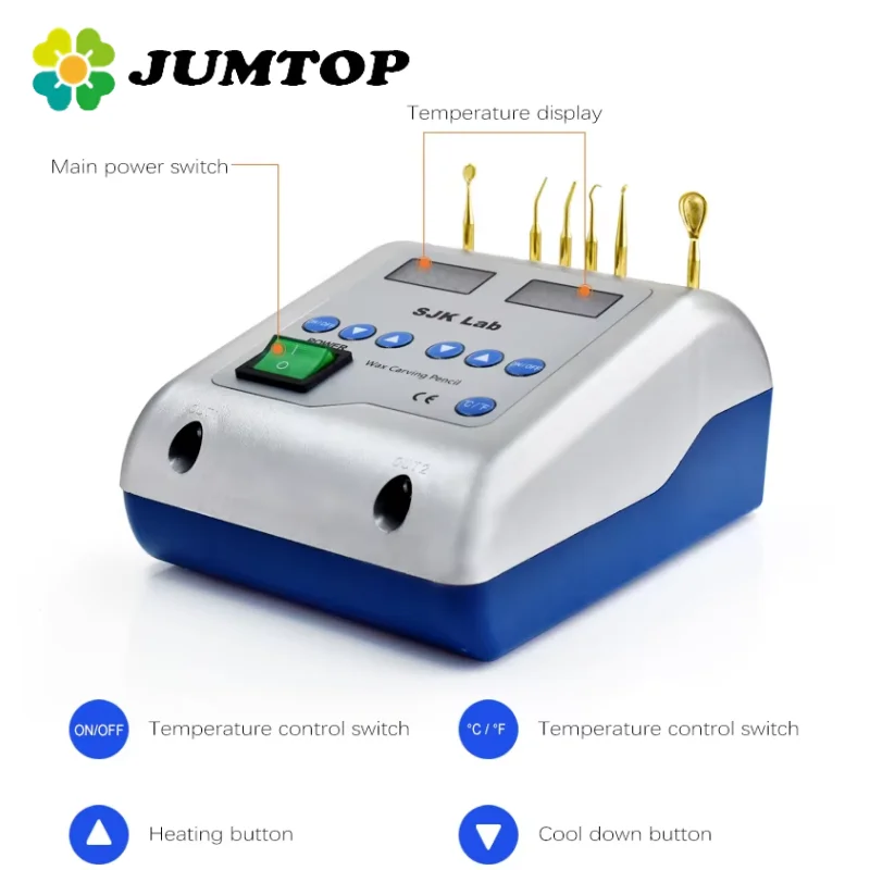 

JUMTOP Dental Lab Electric Wax Carving Machine with 6 Wax Tip Double Pen 6 Waxes Tips Dentistry Lab Equipment