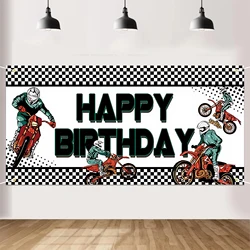 Large Motocross Happy Birthday Banner | Motocross Birthday Party Supplies Decoration | Motocross Birthday Party Backdrop Backgro