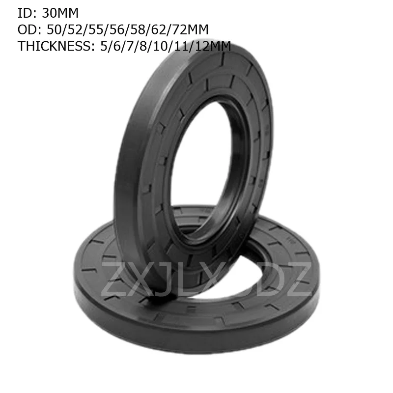 

5 Pcs NBR Nitrile Rubber TC Double Lip Oil Seal 30x50x6/30x50x7/30x52x8/30x62x5/30x72x8/30x72x12mm