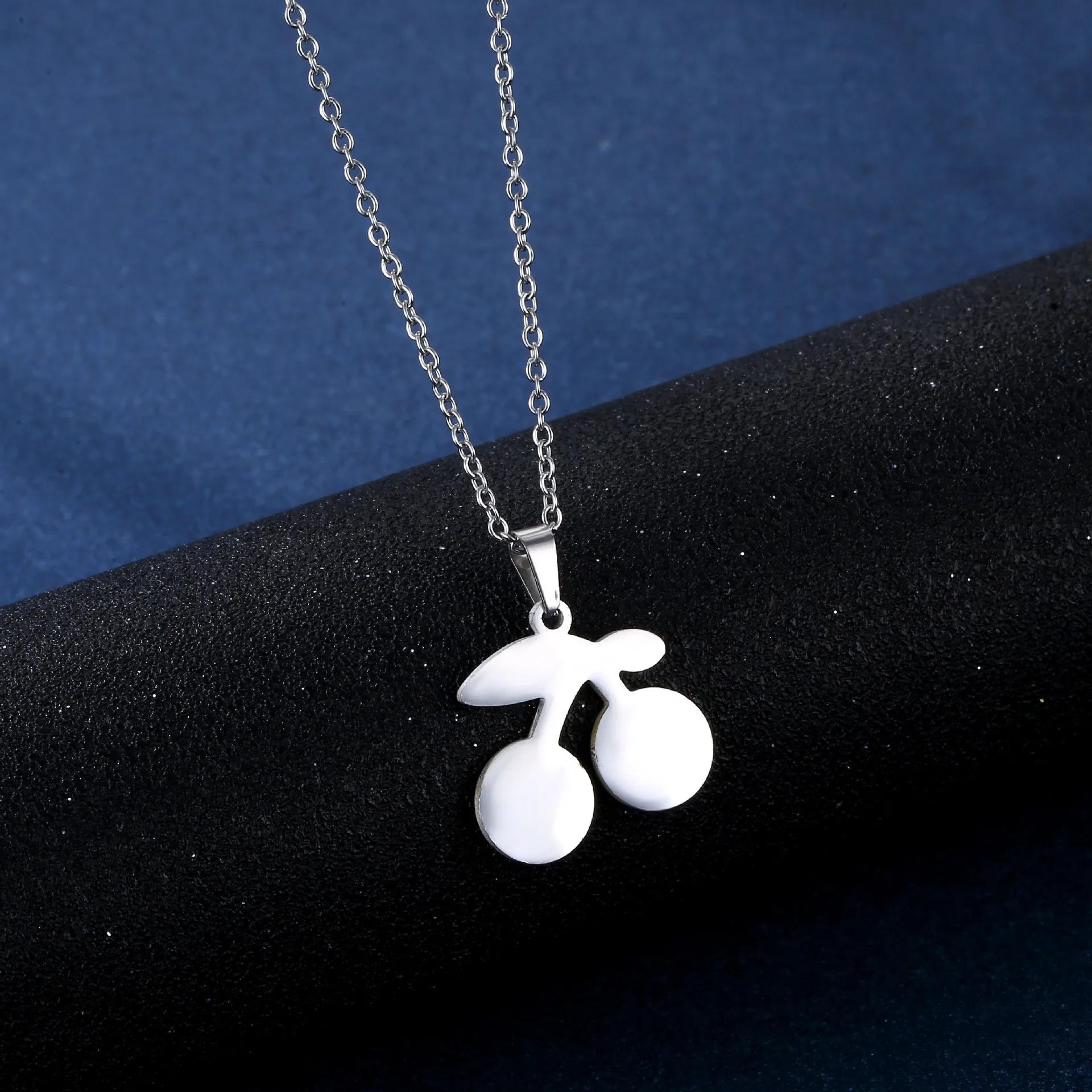 Stainless Steel Charm Necklaces Earrings Set Cartoon Lovely Cherry Pendants Collar Clavicle Chain Necklace Women Jewelry Gifts