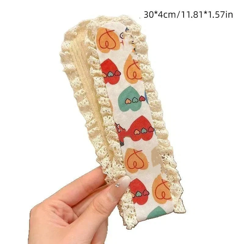 Breites Spitzenstoff-Stirnband mit kleinen Blumen, zum Organisieren von Pony und losen Haaren, für kleine Mädchen, Kinder und Babys, rutschfest, weich, für den täglichen Gebrauch – Detail 6