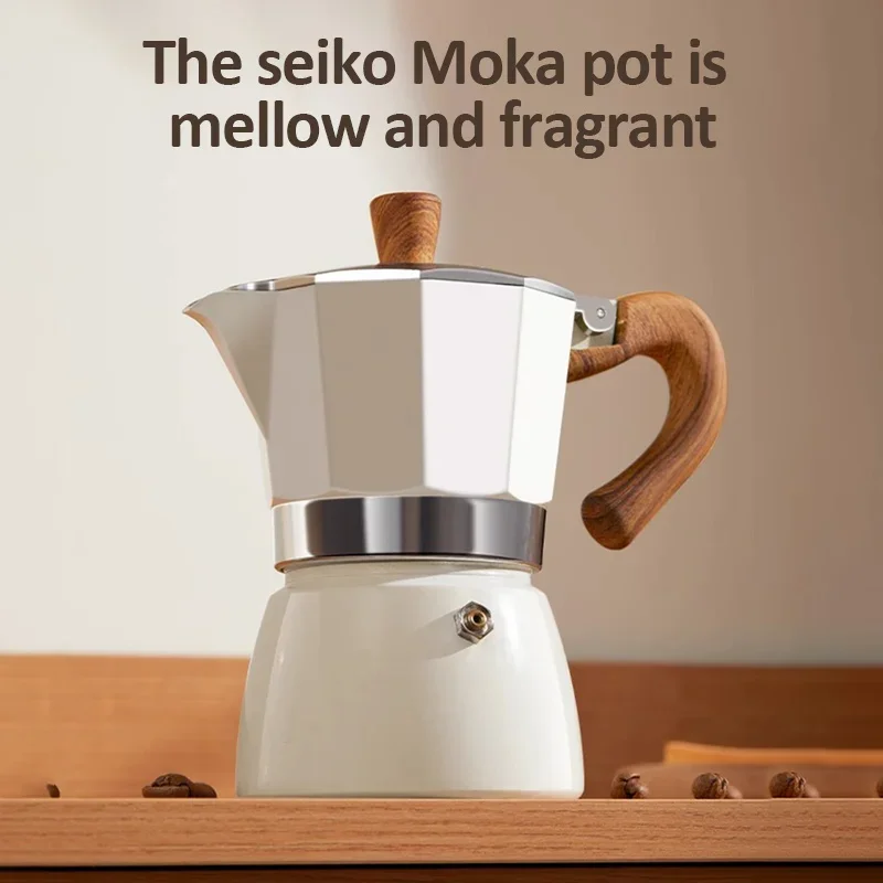 150ml/300ml Vintage Wooden Handle Espresso Maker Moka Pot Classic Italian Cafe Tools Kitchen Cafe Accessories
