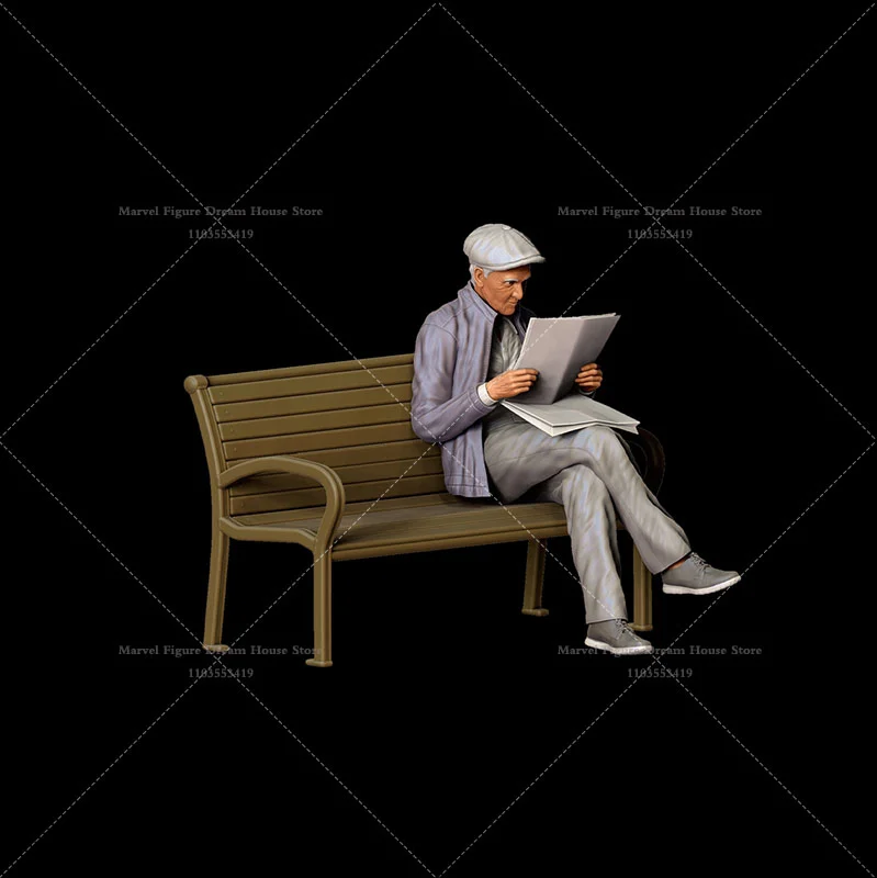 Mini figurine blanche pour hommes, échelle 1/64, échelle 1/43, scène l'inventaire, beurre, lecture de journaux, ElmainPeople, banc de détente, non ander