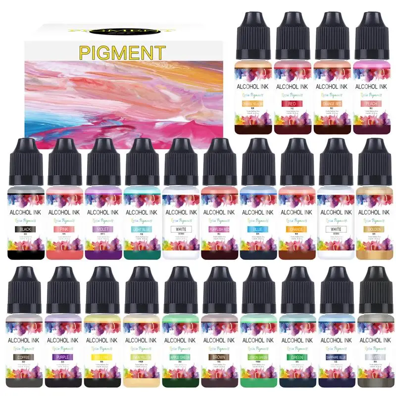 

24PCS Epoxy Resin Pigment Kit Candle Dye Liquid Coloran Art Ink Alcohol Liquid Colorant Diffusion Pigment DIY Epoxy Resin Mold