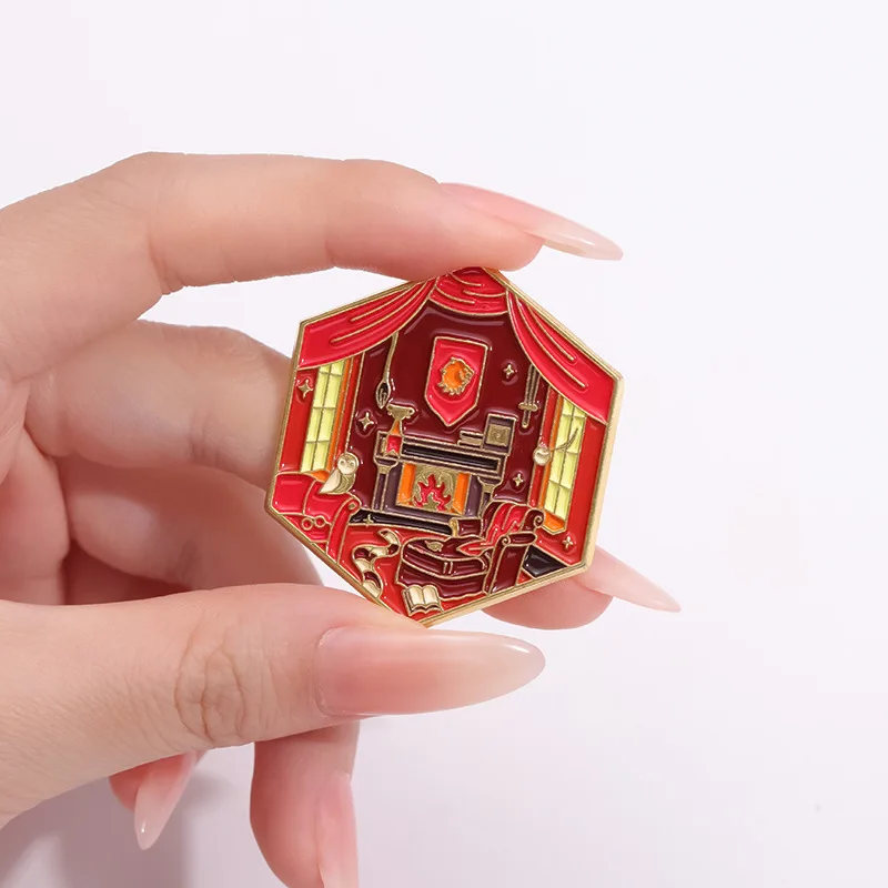 Geometric Color Film and Television Accessories Creative Magic School Room Geometric Design Badge Creative Brooch