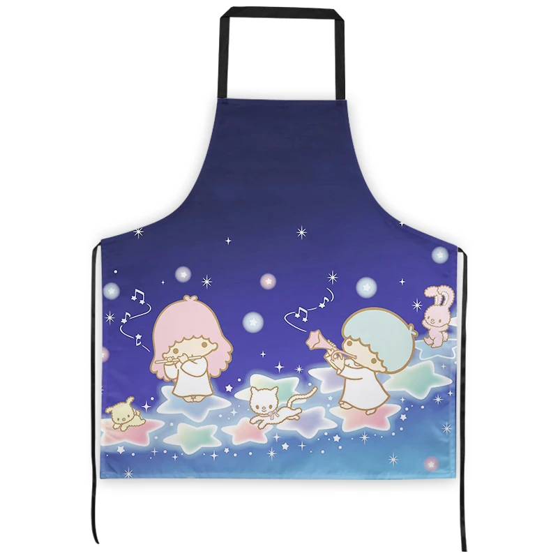 Little Twin Stars Kitchen Household Cooking Apron Women Oil-proof Waterproof Adult Waist Fashion Coffee Avental De Cozinha