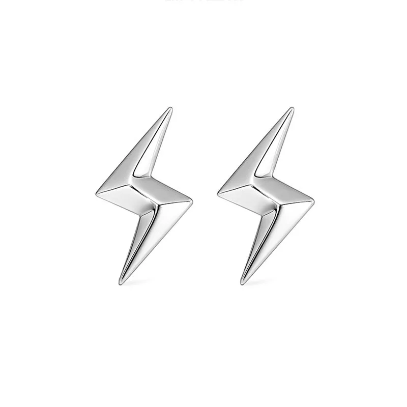 

Vana Fashion Non Tarnish Lightning Shape Jewelry 925 Sterling Silver Stud Earrings Set Necklace Ring Earring Men Gift