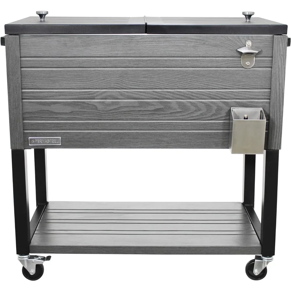 

Permasteel 80-Quart Outdoor Patio Cooler with Wheels | Beverage Rolling Cooler for Backyard Deck, PS-A205-80QT-GY