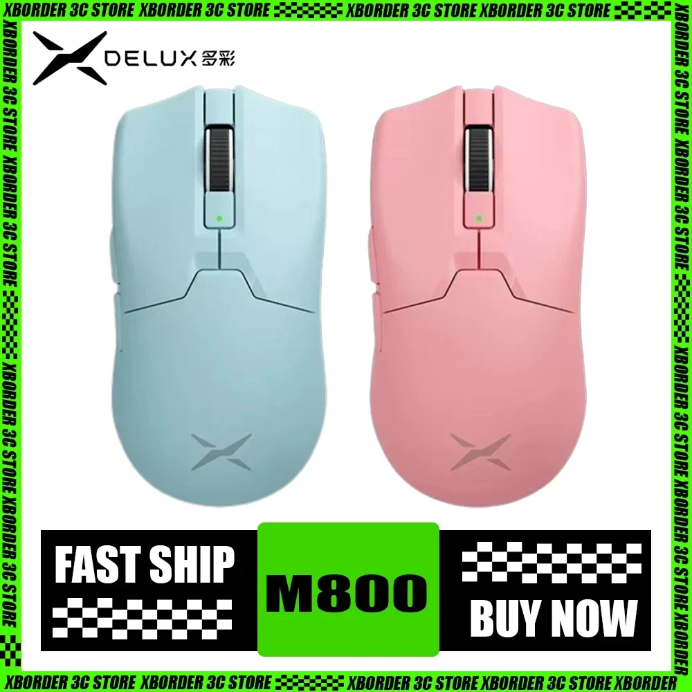 Delux M800 Ultra Gaming Mouse Paw3395 Three Mode Bluetooth Wireless Mouse Lightweight Design Ergonomic E-Sports Office Pc Gamer